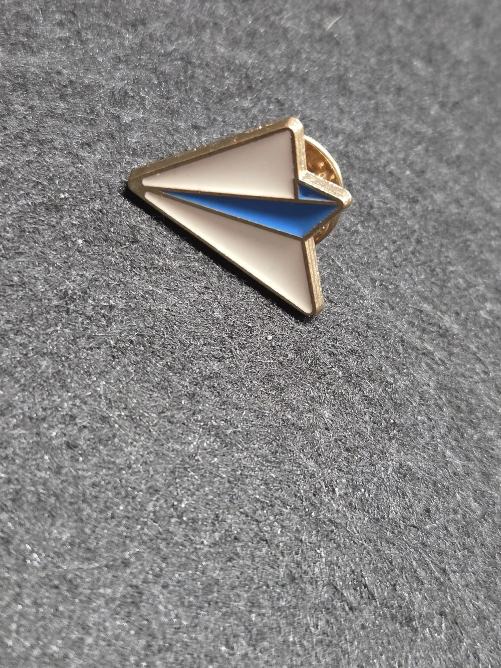 **Enamel Paper Airplane Lapel Pin - White & Blue**